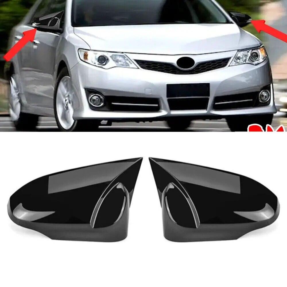 For Toyota Camry 2012-2017 Rearview Side Mirror Cover Wing Cap Sticker Exterior Door Rear View Case Trim Carbon Fiber Look Black