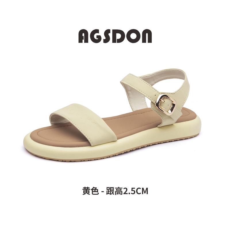 Augustine flat-soled sandals women's 2025 new summer French one-word strap with skirt soft-soled beach sandals