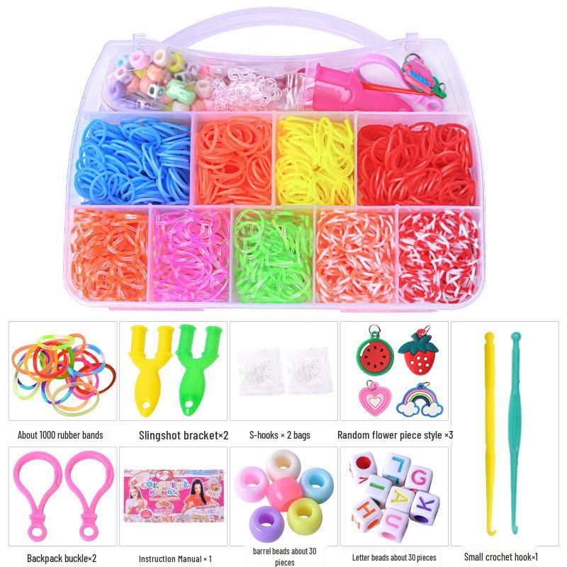 Stav na gumičky Rainbow pro děti - DIY náramek hračka s 28, 32 mřížkami