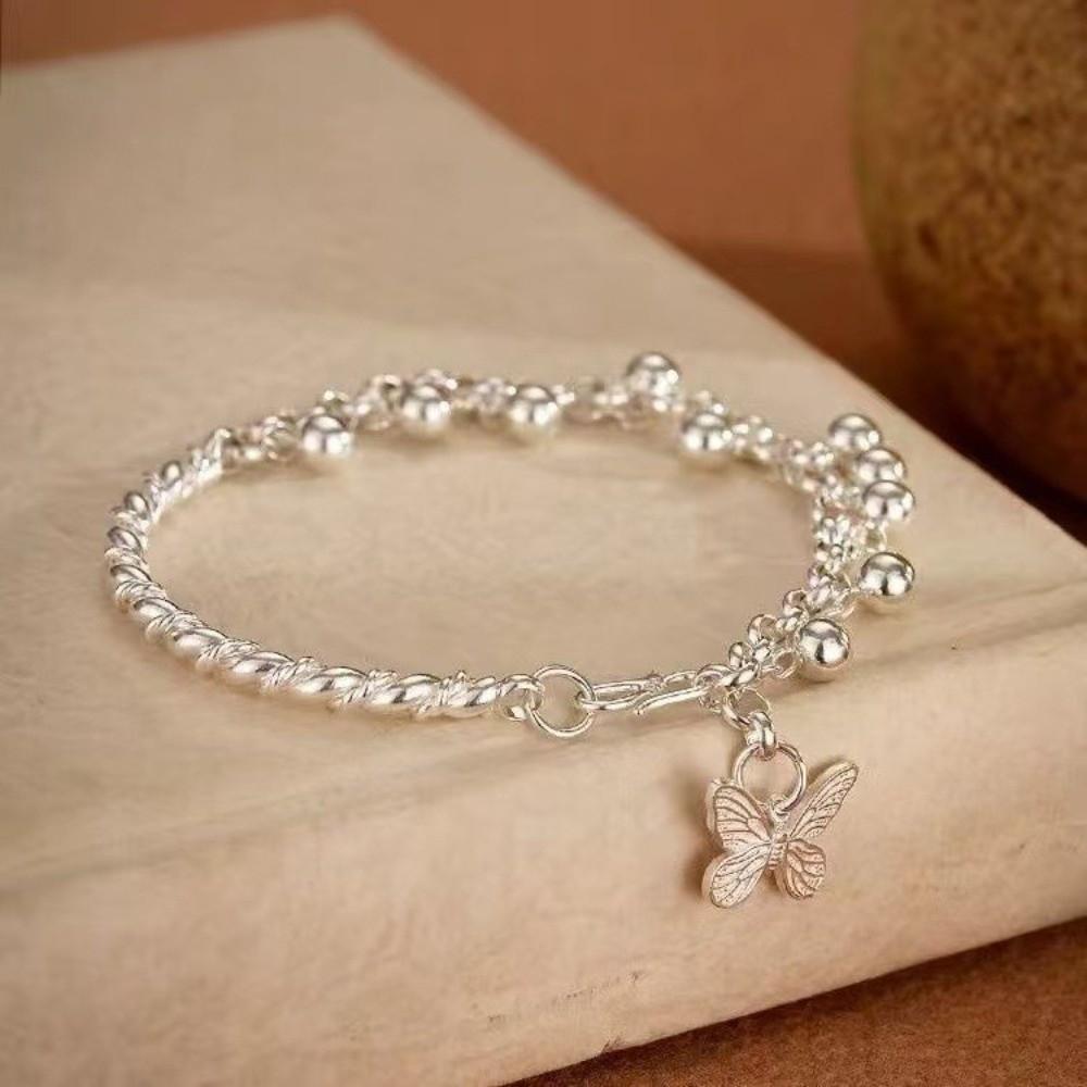 Sweet Beaded Bracelet Zinc Zinc Alloy Simple Bracelet Bangle Butterfly Pendant Bracelet  Daily