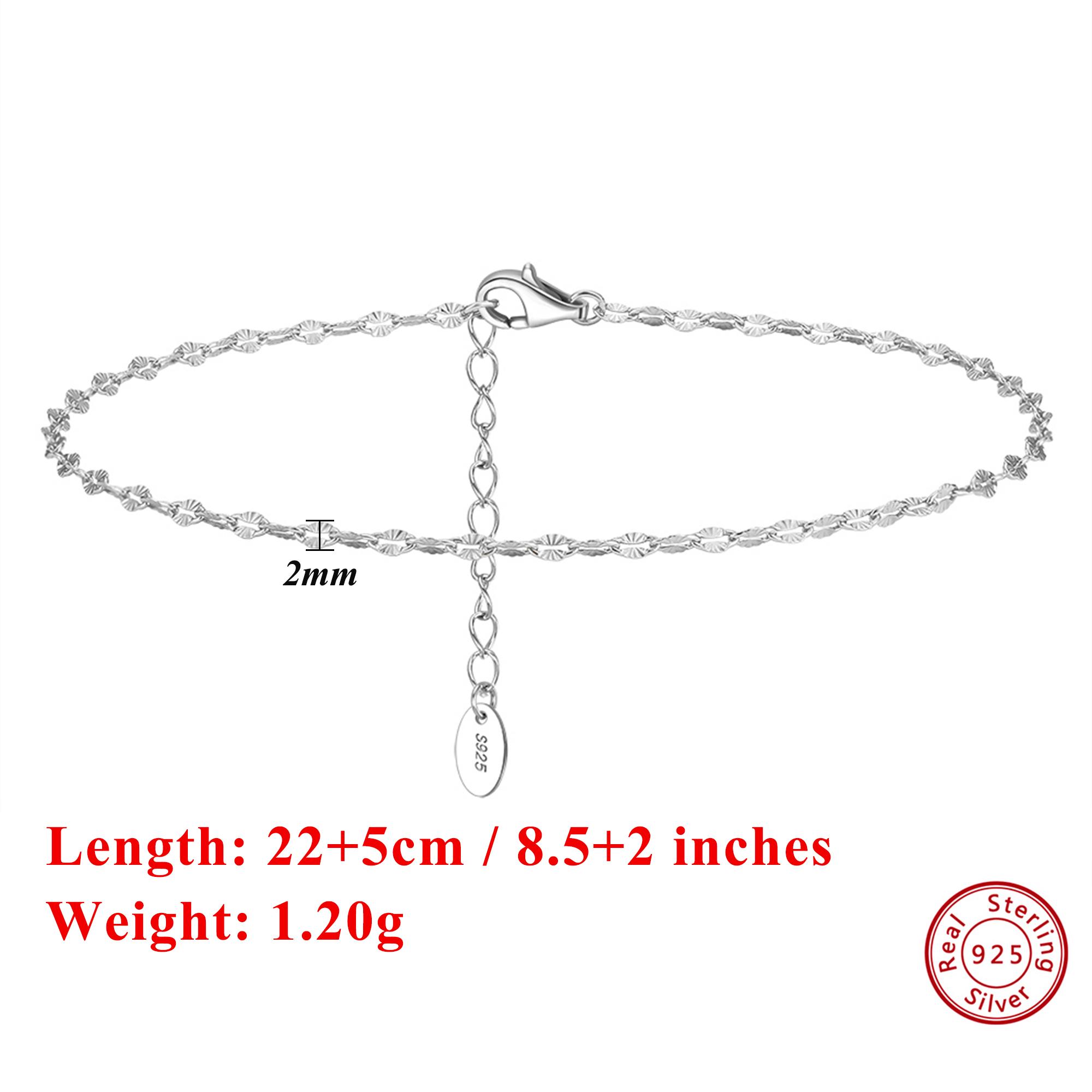 

Effie Queen 925 Sterling Silver Adjustable Anklet with Elegant Butterfly Charm, Perfect for Women Love Bohemian and Beach SA40 срібний