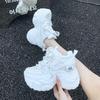 9CM New 2025 Chunky Leather Sneakers Summer Casual Vulcanized Shoes Woman High Platform Breathable Mesh Sneakers Sport Dad Shoes