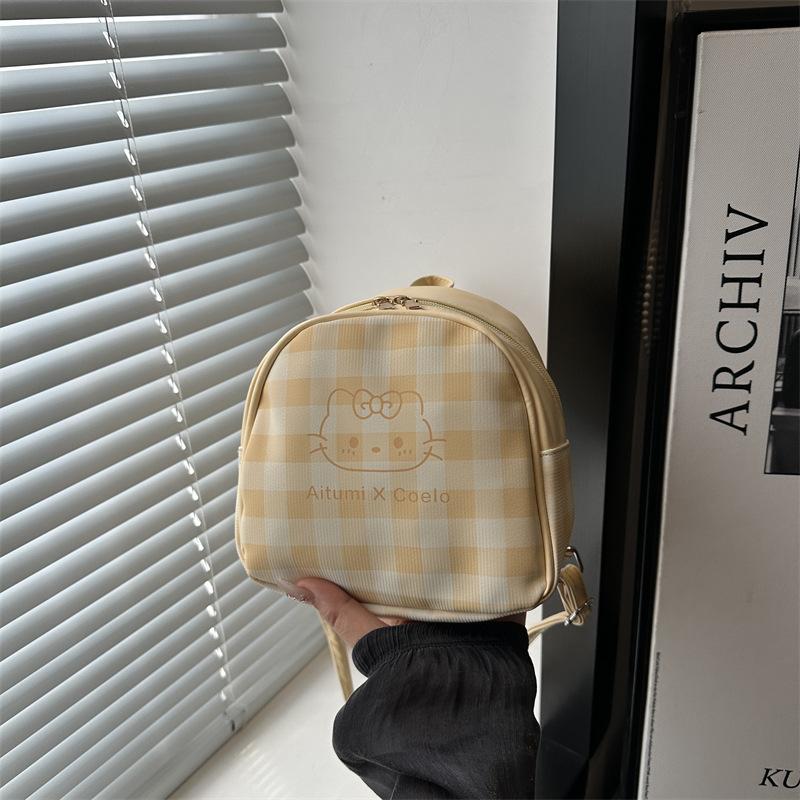 Summer New Plaid Backpack Daily Commute Going Out Small Backpack Cute Mini Schoolbag