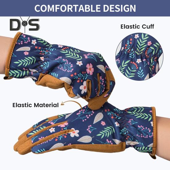 1 Pair Women Gardening Gloves Wear-resistant Thick Five Fingers Anti-slip Sweat-Absorbent Scratch Resistant No Stab Weeding Gloves Digging Planting