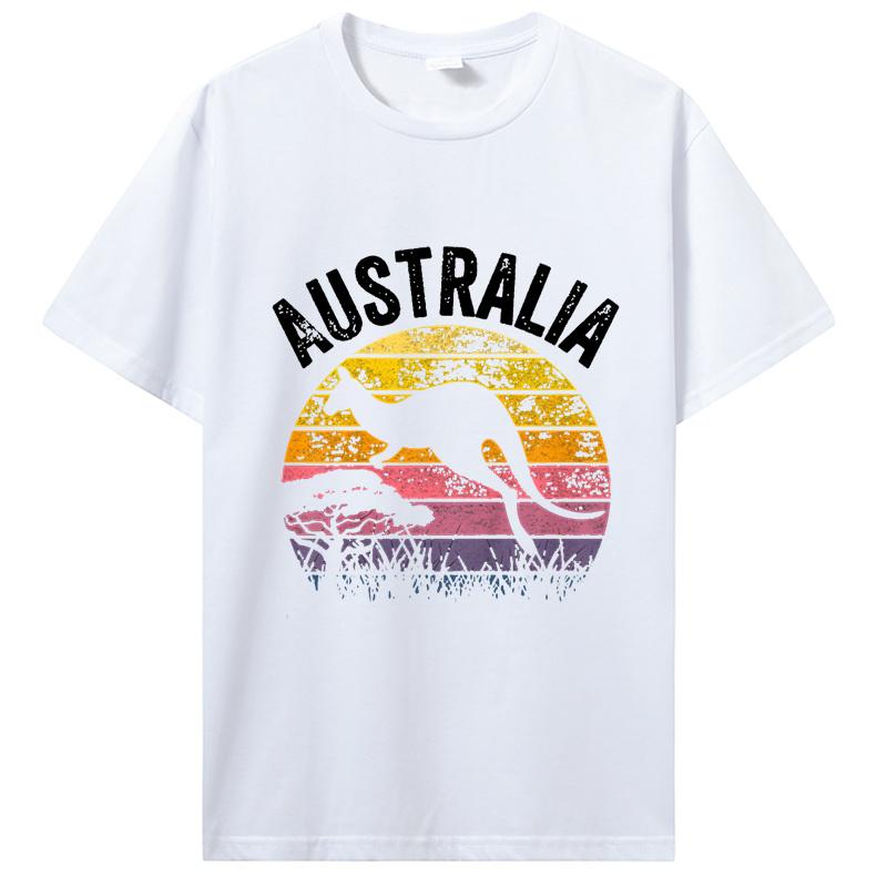 Den Austrálie Vtipné Australské Klokan Vintage Trička Bavlna Streetwear Krátký Rukáv Narozeninové Dárky Tričko Pánské Oblečení