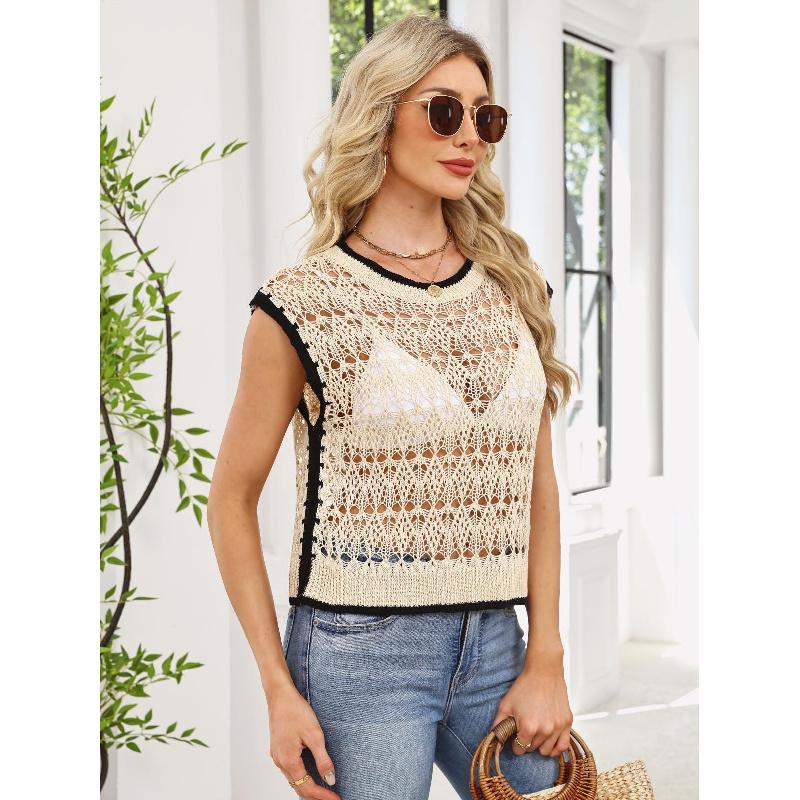 2026 Spring/Summer New Hollow Out Knitwear Women's Vest Top