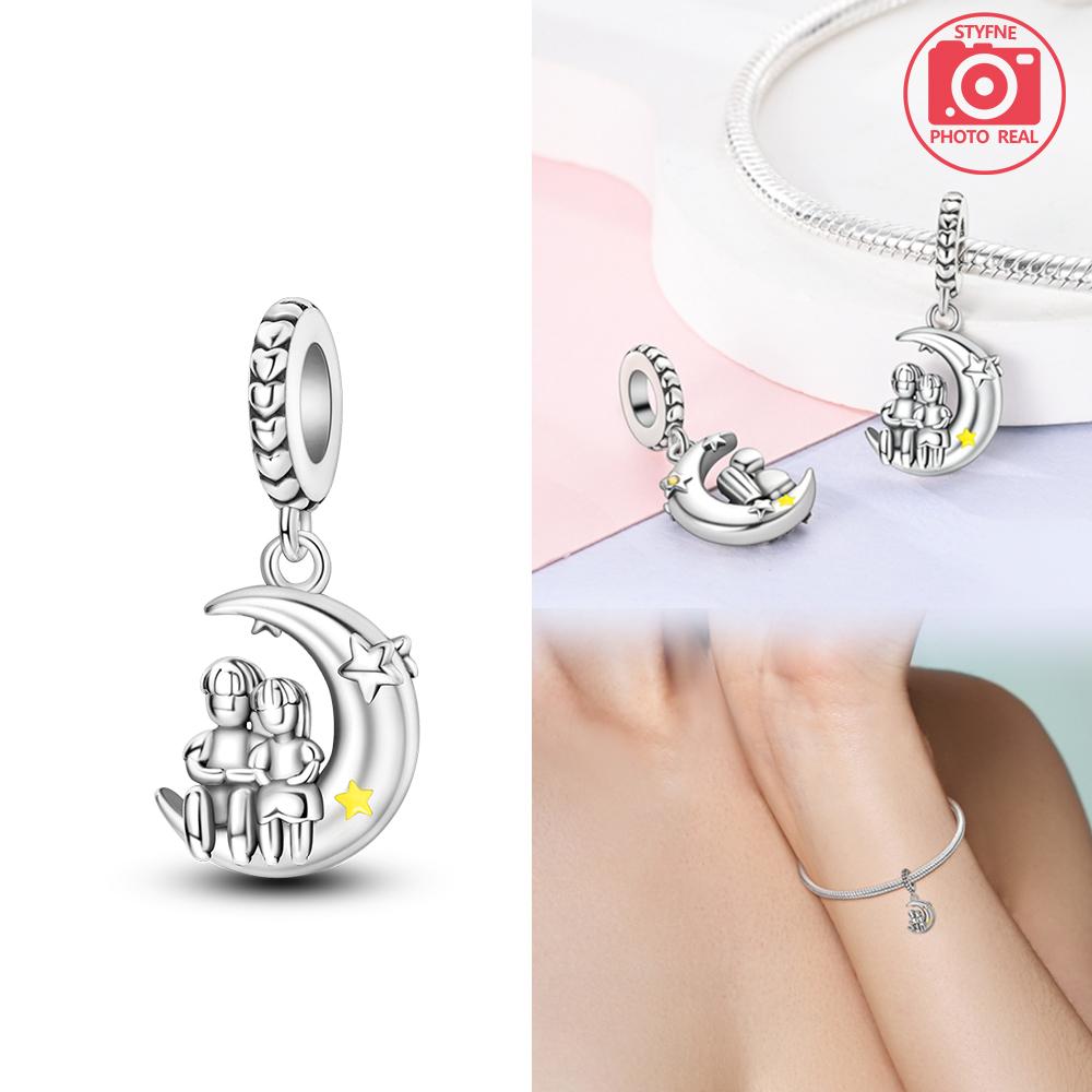 Copper Colour Star & Moon Couple Charms Fit Charms Copper Colour Original Bracelet For Jewelry Making