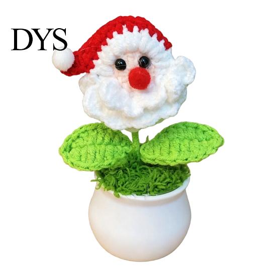 Handcrafted Holiday Desktop Ornaments Hand Crochet Potted Christmas Tree, Creative Knitted Plant Mini Handmade Wool Decorations Cute Home Decorations,
