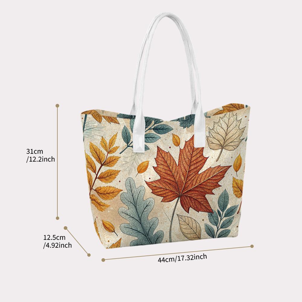Autumn Maple Leaf Print Tote Bag Casual Large Capacity Shoulder Handbag for Daily Use