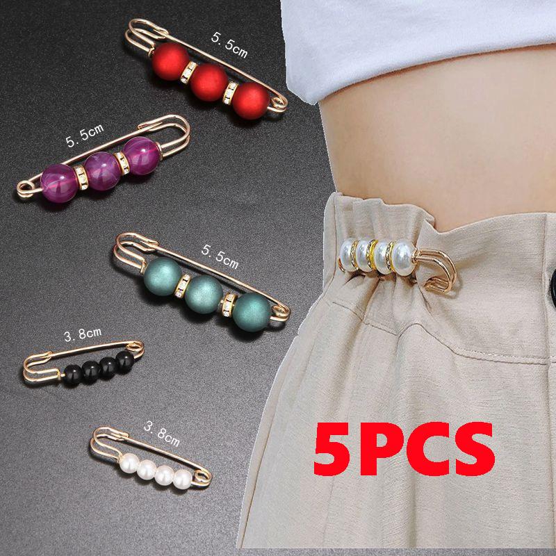 Faux Pearl Brooches Set Fashion Vintage Women Sweater Dress Waist Buckle Jeans Button Clothes Accessories Gifts