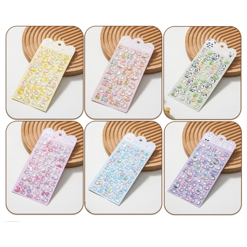 Cartoon Embossed Animal Sticker Waterproof PVC Resin Sticker for Notebook Phone Cover Card Making Kids Room Wall Art