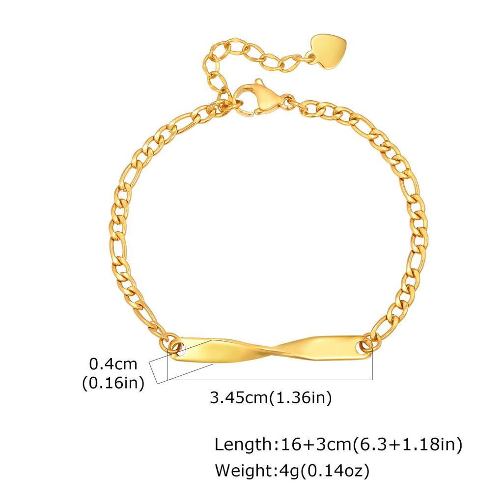 Stainless Steel Möbius Chain Bracelet in Gold - Everyday Wear Design (BR-2558)
