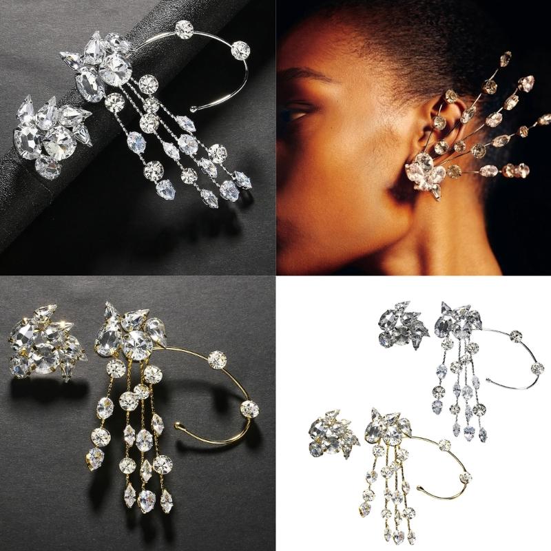 Fashionable Alloy Ear Cuff With Rhinestones Tassels Stylish Ear Pendant Charm Ideal For Weddings And Evening Event