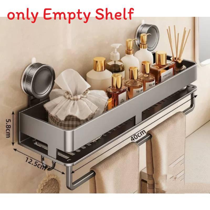 Modern Minimalist Abs Sucker Wall Shelf With Hooks For Bathroom And Toilet Storage