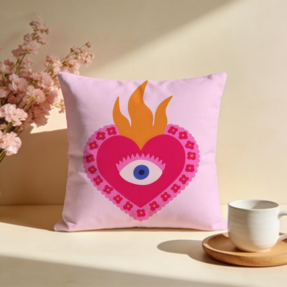 Colorful Graffiti Heart Cushion Cover Soft Pillow Cases for Home Bedroom Living Room Sofa