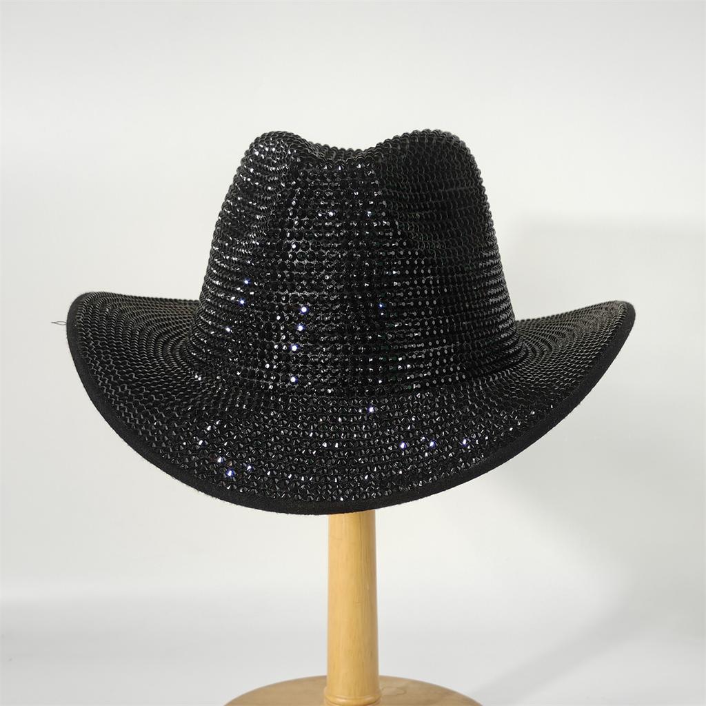 Super Glitzernder Cowboyhut Mit Strasssteinen Unter Den Lichtern Rot/Weiß Fedora Hut Bühnenbankett Hut Modischer Handgefertigter Hut