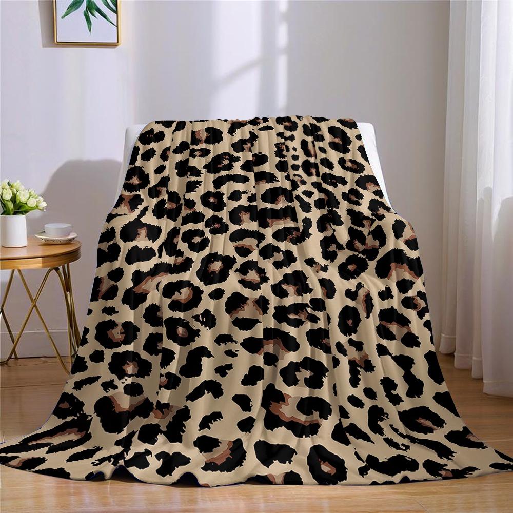 Wilde Luipaardprint Flanellen Deken Warm Zacht Halloween Kerstmis Bank Warm Gezellig Decoratief Decor Cadeau voor Alle Seizoenen