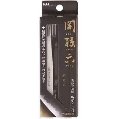 Kai Seki Magoroku Angled with Storage for Hair HC1806 Tweezers, Tip, Case, Silver, Tweezers, Removal,