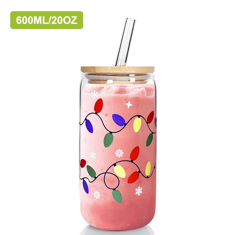 Color Changing Christmas Cup,Cute Color Changing Glass,Reusable Ice Coffee Travel Mug,18Oz Capacity With Lid And Straw
