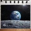 2D Earth from Moon Backdrop, Outer Space Galaxy with Starry Sky Photography Background