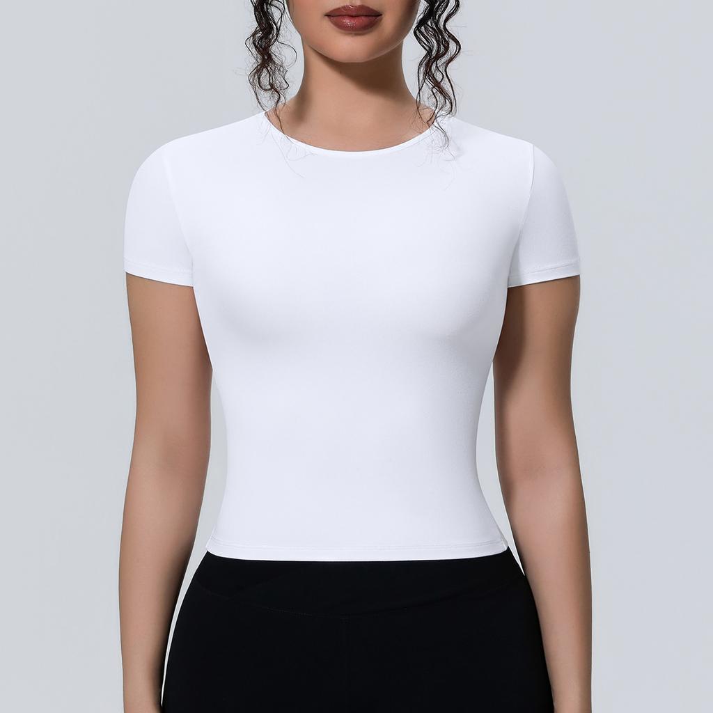 New-style Sports-inspired, Figure-hugging, Short-sleeved, Breathable Yoga T-shirt for Running, Training and Fitness – Women’s Top
