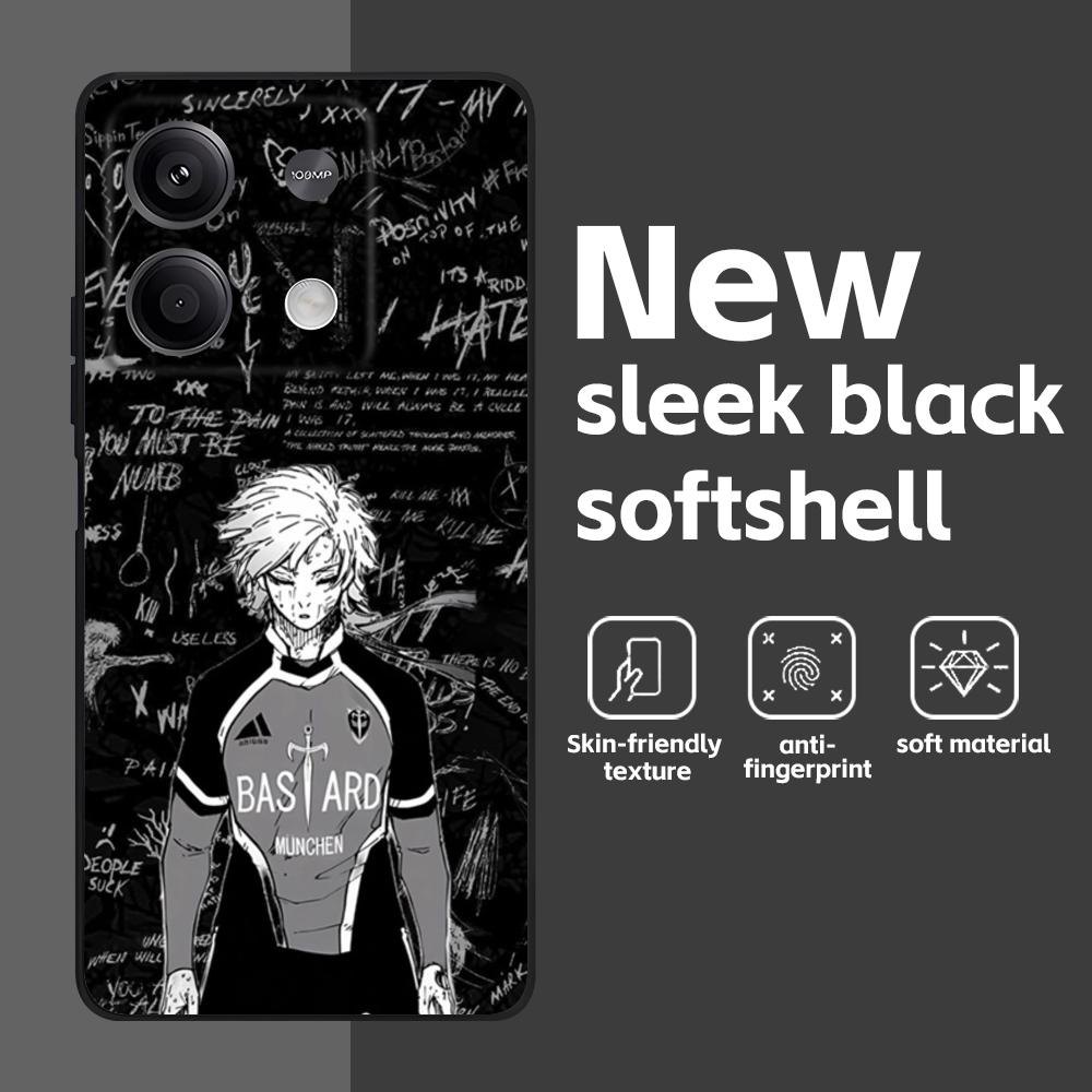 Anime B-Blue L-Lock Pfp Phone Case For Redmi Note 14 13 12 11 Pro Plus S 5G 14C A3 Soft Black Phone Cover