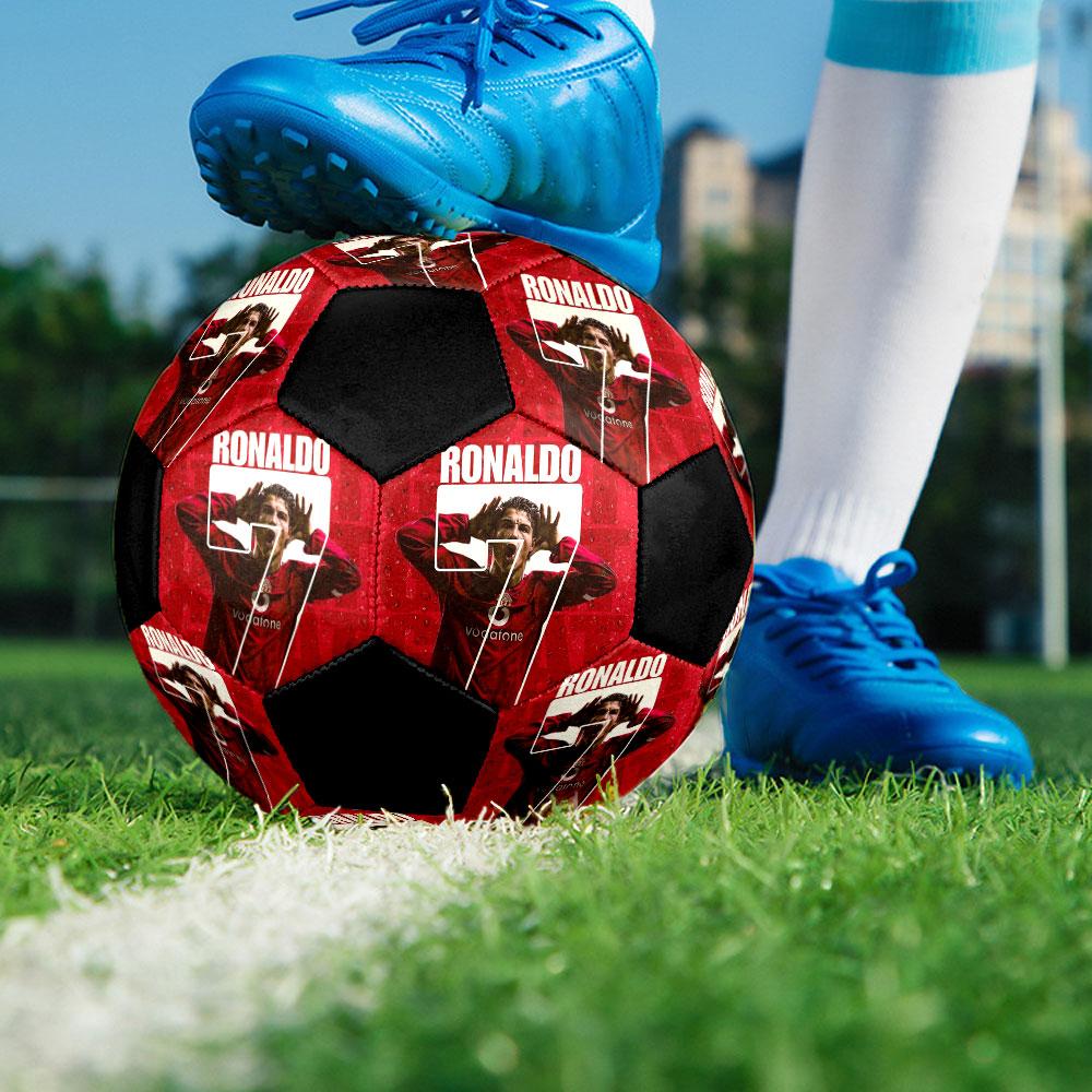 Cristiano Ronaldo Fußball Größe 5 Bunt Maschinengenäht PVC Wettkampfbereit Langlebig Hoher Rückprall