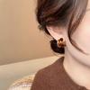 Retro autumn and winter coffee earrings women's niche design high-end stud earrings temperament versatile commuting fashionable earrings