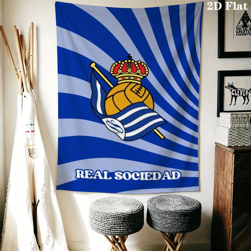 Real Sociedad Wall Tapestry Aesthetic Wall Hanging Printed Fabric Blanket Decorative Tapestries for Bedroom Living Room Home Decor