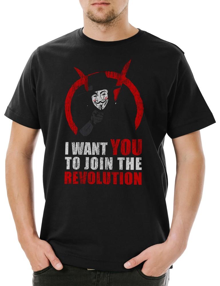 

Join The Revolution Men s T-Shirt Anonymous Guy Fawkes We Are Legion Never 2XL
