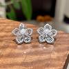 Exquisite Pearl Zirconia Flower Stud Earrings for Women - High-End Fashion Accessories
