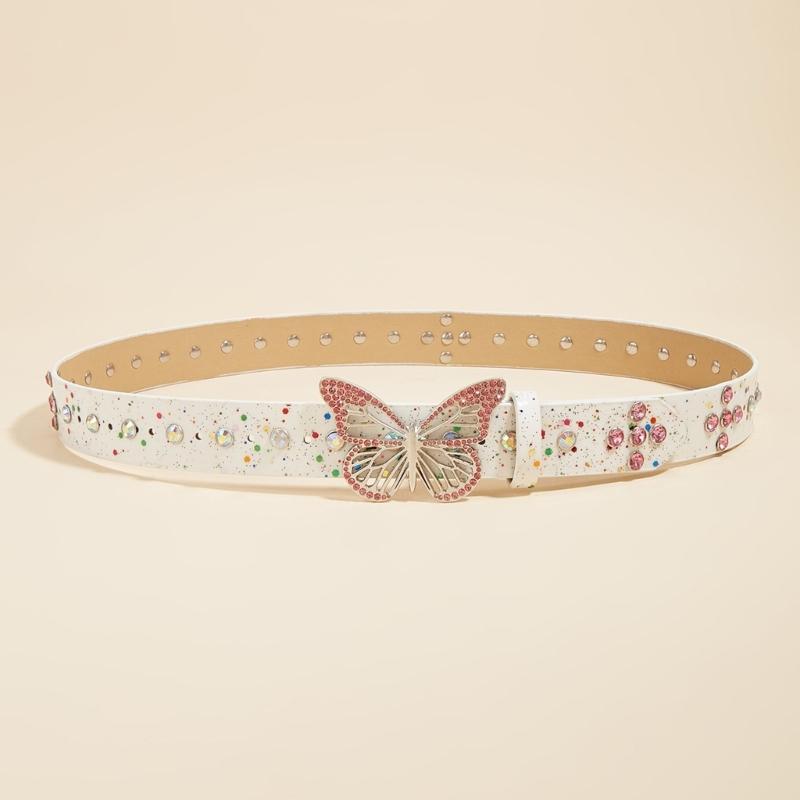Elegant Rhinestones Buckle Waist Belt for Adult Butterfly Belt for Jeans Skirt