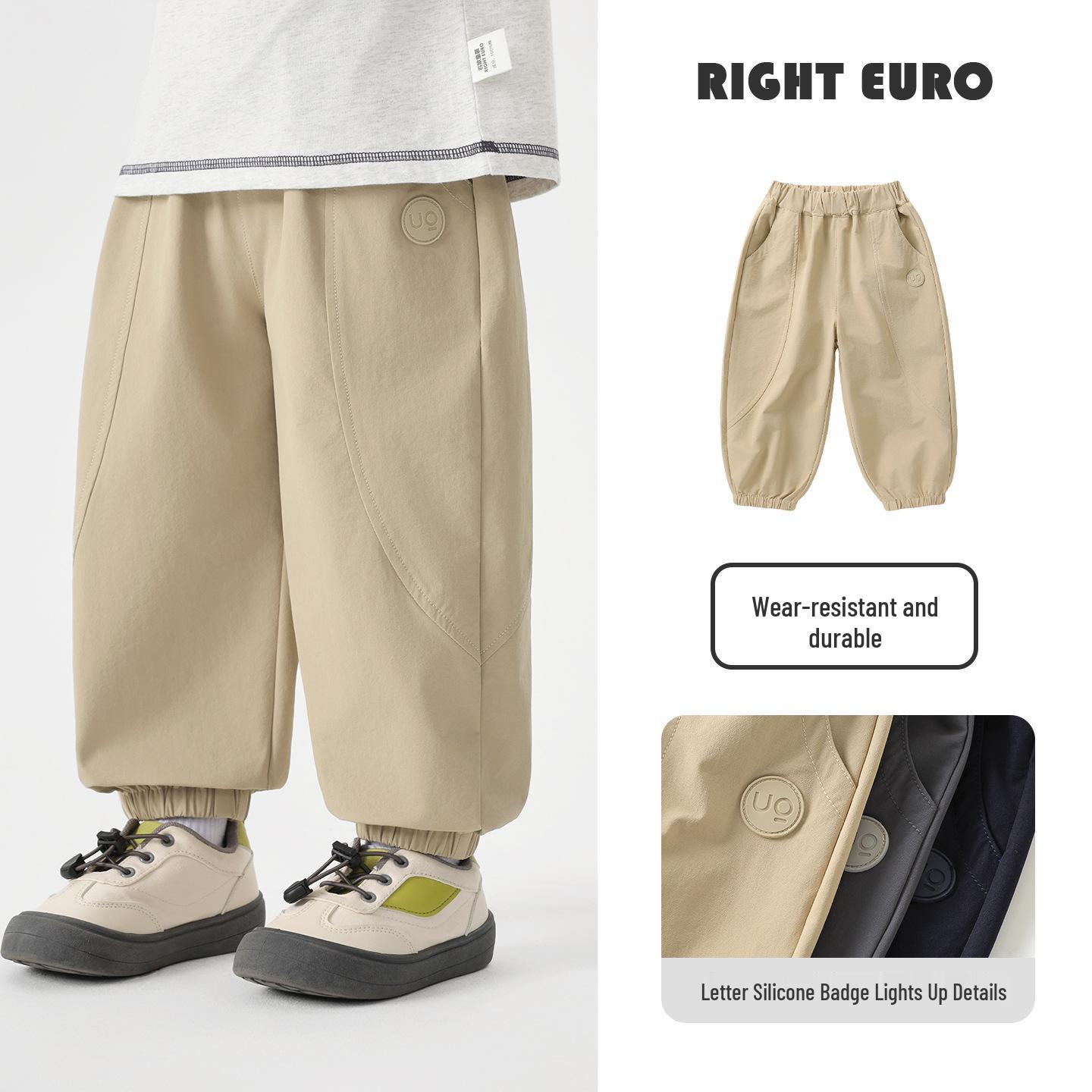 

European Boys Waterproof Spring/Autumn Trousers 2026 - Trendy Casual Wear for Toddlers and Children 140 cm хакі