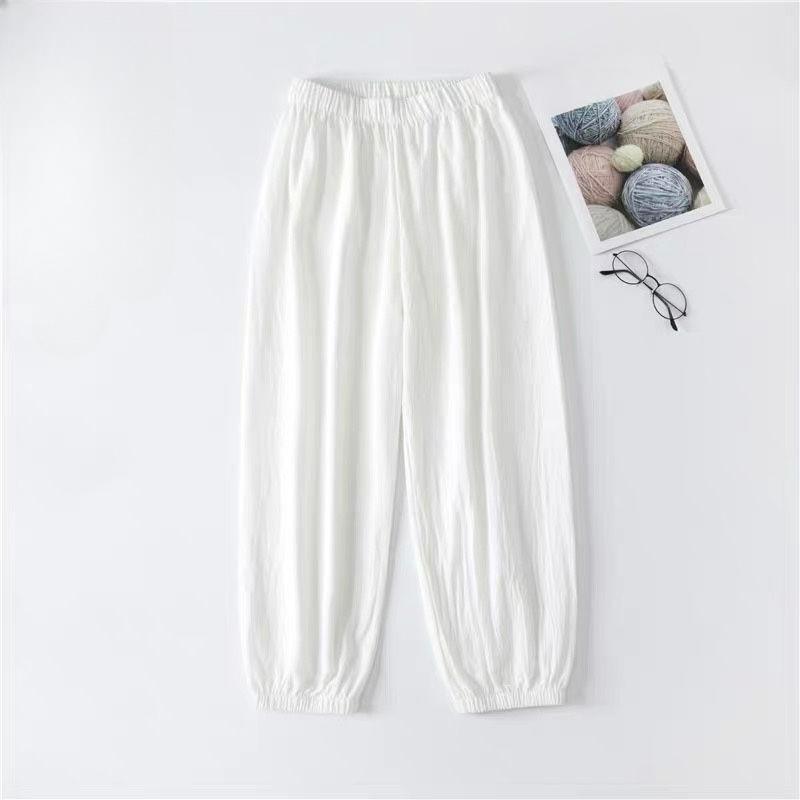 Cotton and Linen Bloomers Women's Summer Loose High-waisted Drape Linen Nine-point Trousers Casual Thin Carrot Harem Pants
