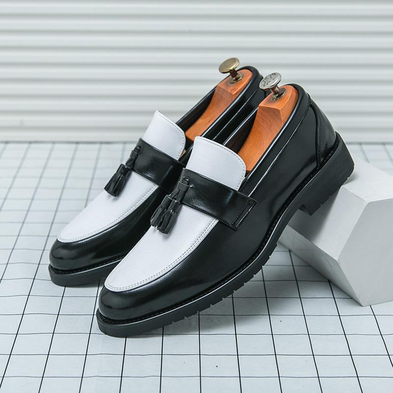 Spring large size formal business leather shoes Brock men's shoes overalls tassel one pedal loafers 46