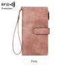 Women's PU Leather Long Wallet with Wrist Strap, Solid Color Zipper Wallet, Multi Card Holder, Casual Daily Clutch Purse