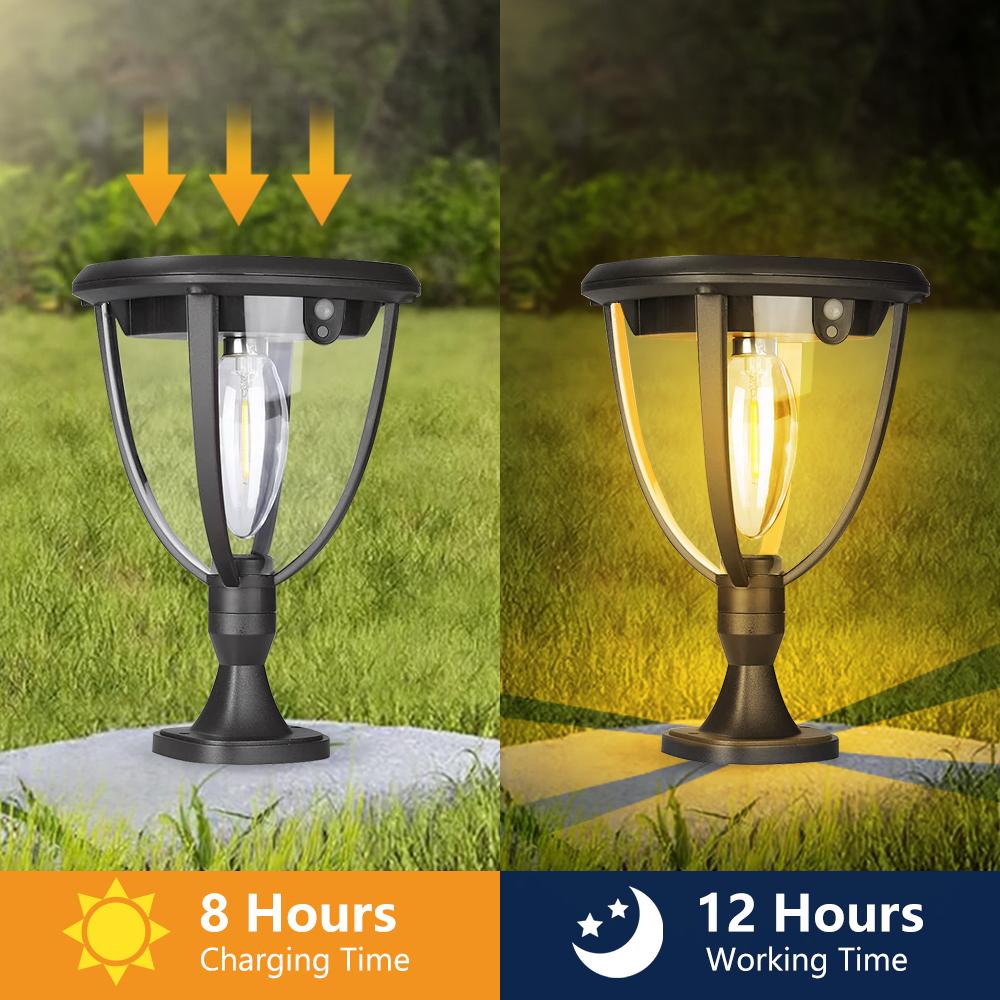 2 PCS Solar Bulb Wall Light Outdoor Waterproof Wall & Ground 2 Modes Mount Front Porch Patio Fence Yard Garage