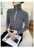 2025 A/W Women's Ribbed Cashmere Half-Zip Stand Collar Sweater
