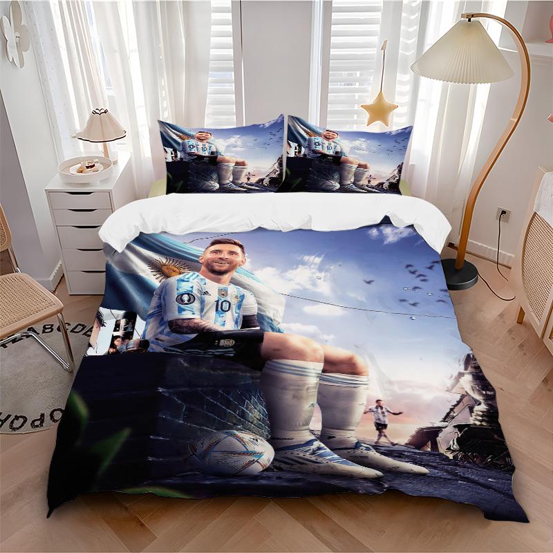 Argentina'S Messi Celebration Print 3Pcs Bedding Setduvet Cover With 2 Bedropillowcase Home Birthday Gift