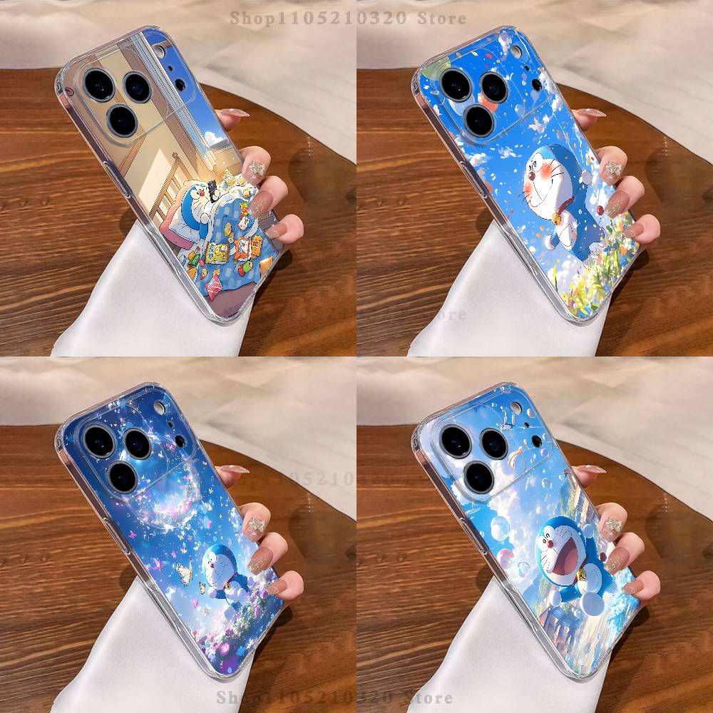 D-Doraemon Anime Phone Case For iPhone 16,15,17,12,13,14,11 Max,Pro,Plus,X,XS,XR,SE4,E Mini Transparent Cover