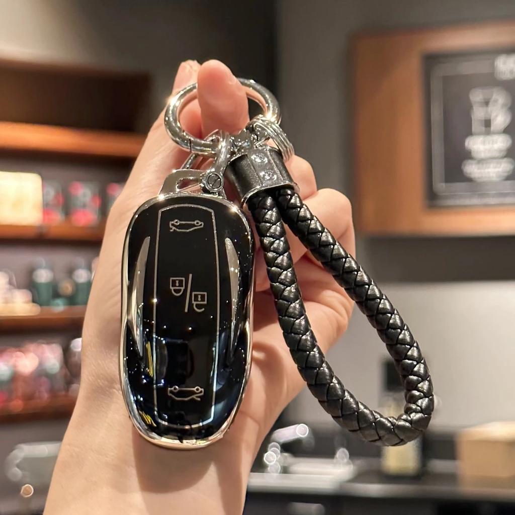 Samolepka na auto Tesla Obal na klíčenku z TPU s poutkem na klíče pro Tesla Model S Model 3 Model Y Ochrana dálkového chytrého klíče