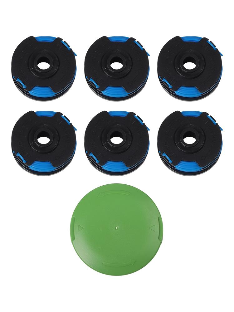 6pcs Spool Set and 1 Cap for Greenworks Models 27 Feet of Nylon Line for Effective Lawn Maintenance and Trimming