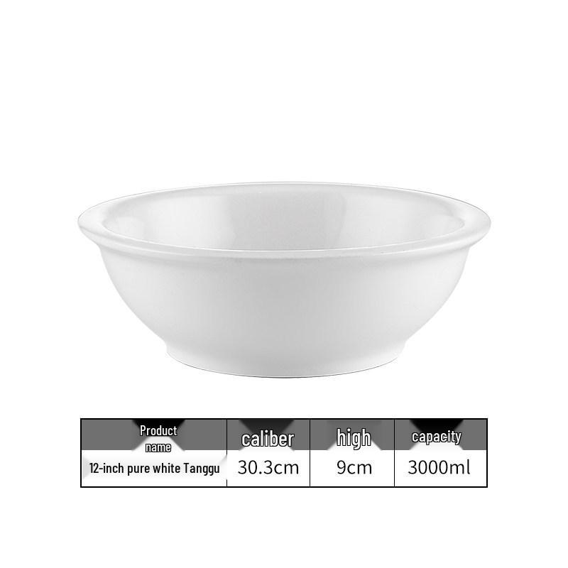 Large Pure White Ceramic Soup Bowl for Home or Restaurant.