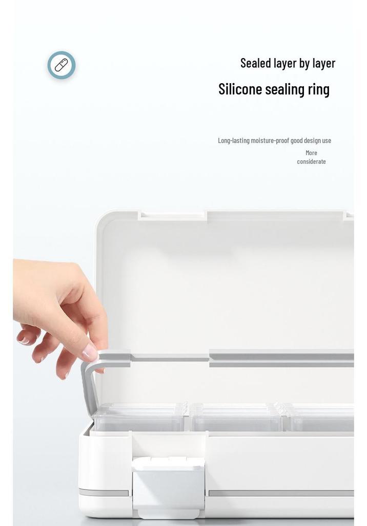Double-Layer Portable Pill Box for Morning, Noon, Evening - Large Capacity, Lid, One-Week Organizer, Perfect for Travel and Business Trips.