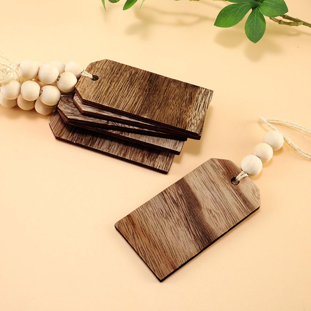 12Pieces Customizable Wood Nameplates Christmas Stocking Hanging Name Tagged with Wood Beads for DIY Home Decorations