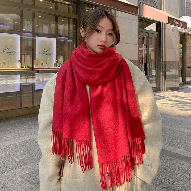 New Black Scarf Cashmere Woman Wool Ladies Scarf Warm Checkered Scarf Women's Winter Scarves Versatile Knitted Neck Muffler