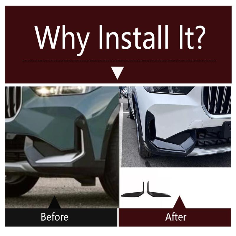 Car Front Rear Bumper Moulding Grills Corner Protectors Cover Trim Black Accessories Exterior Kit For BMW X1 U11  2024 2025