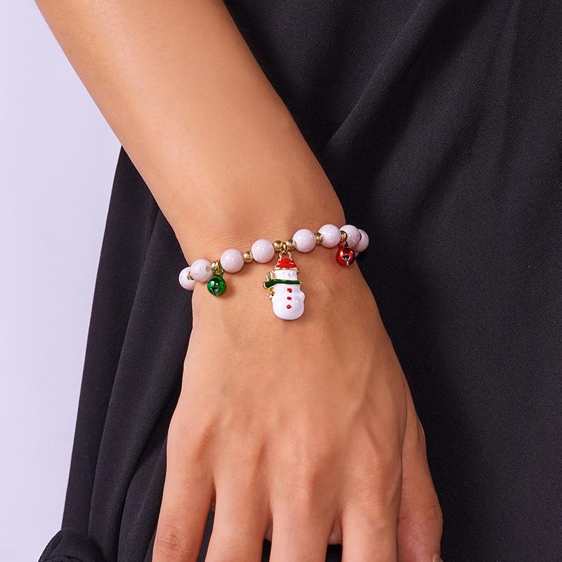 Weihnachten Bunte Perlen Mehr Element Anhänger Armbänder Für Frauen Weihnachtsmann Schneeflocke Baum Elch Armband Party Schmuck
