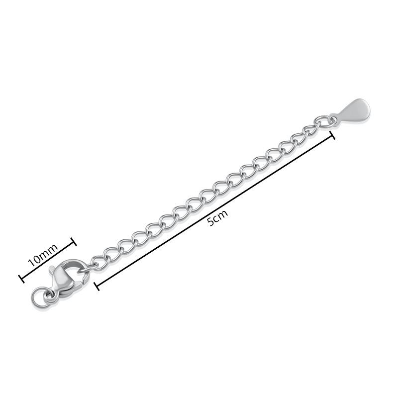 Stainless Steel Extended Chain Water Drop Tail Chain Love Tail Chain Vacuum Furnace Electroplating Necklace Bracelet Diy Jewelry