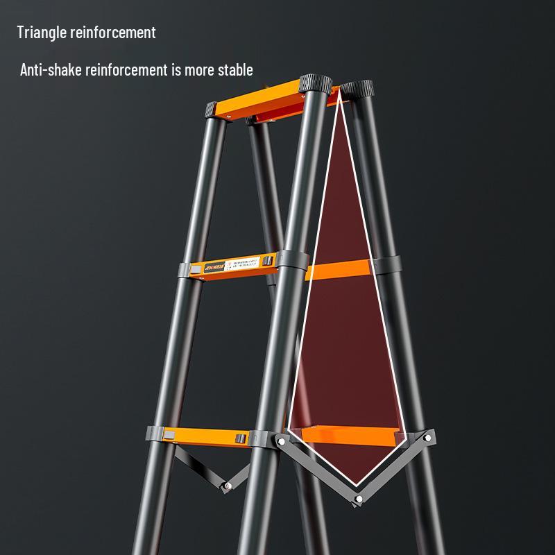Multi-Function Thickened Carbon Steel Telescopic Ladder: Household A-Frame & Bamboo Joint Folding Engineering Ladder